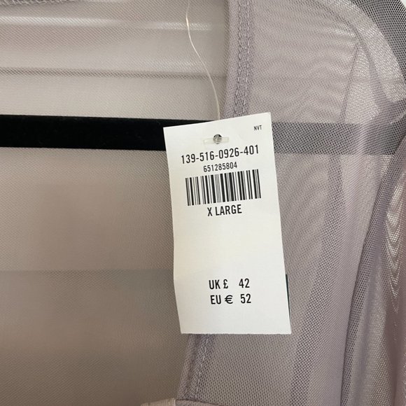 Abercrombie & Fitch Square Neck Mesh Long Sleeve Bodysuit Gray - Picture 5 of 6